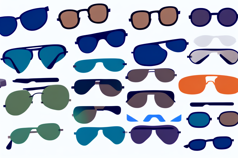 A variety of sunglasses in different shapes and colors