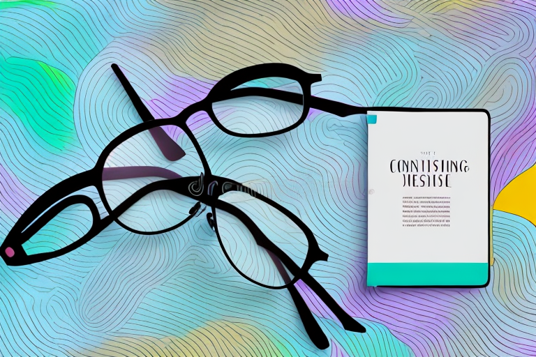 A pair of stylish reading glasses on a colorful background