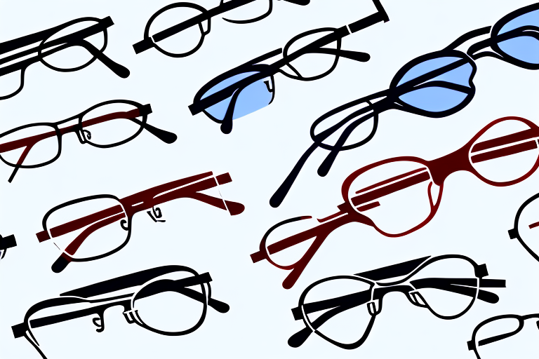 A variety of eyeglasses on a white background