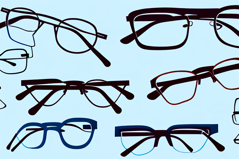 A variety of eyeglass frames in different shapes and colors